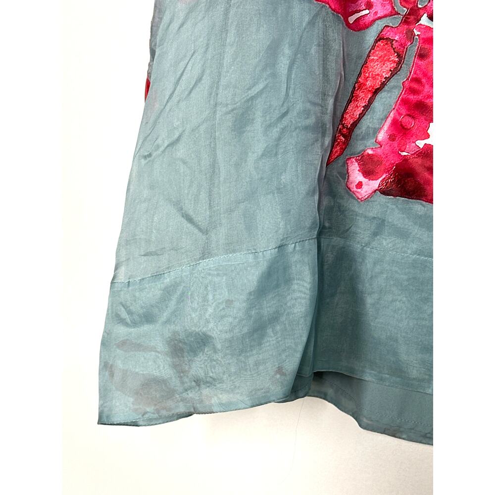 AMUR Fran Dress 100% Silk Floral Orchid Print Sleeveless Mini Slip Blue Pink 0 - Picture 5 of 12